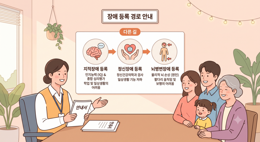 지적·정신·뇌병변장애 등록 경로 안내