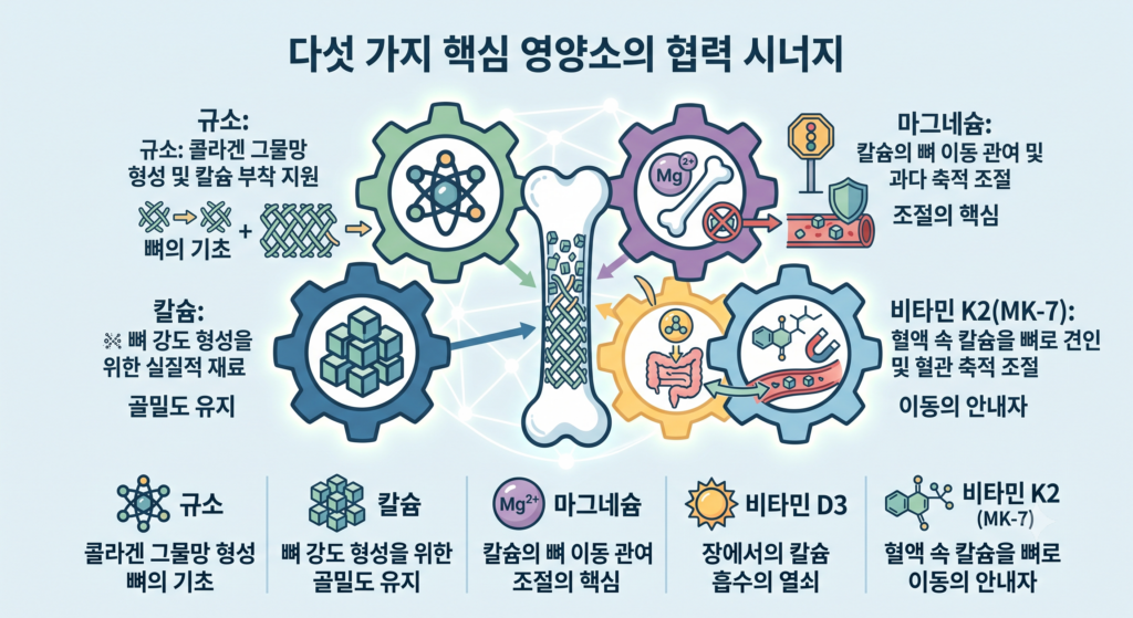 뼈 건강 영양소 역할 분담 표