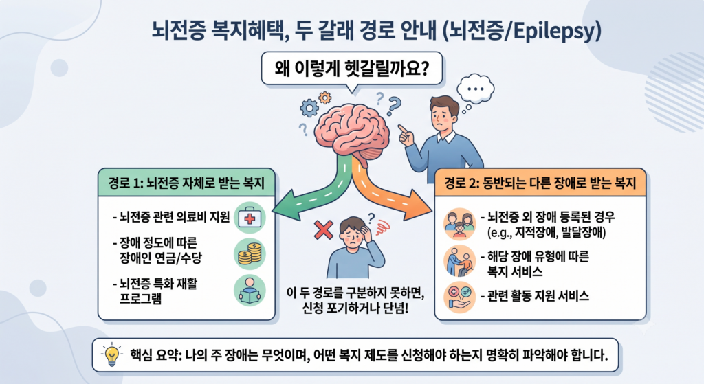 뇌전증 복지혜택 두 갈래 경로 안내