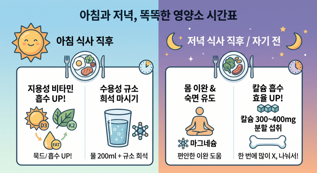 아침 저녁 영양소 복용 루틴