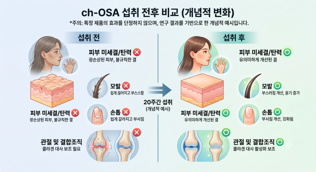 수용성 규소 임상 연구 결과 요약 그래프