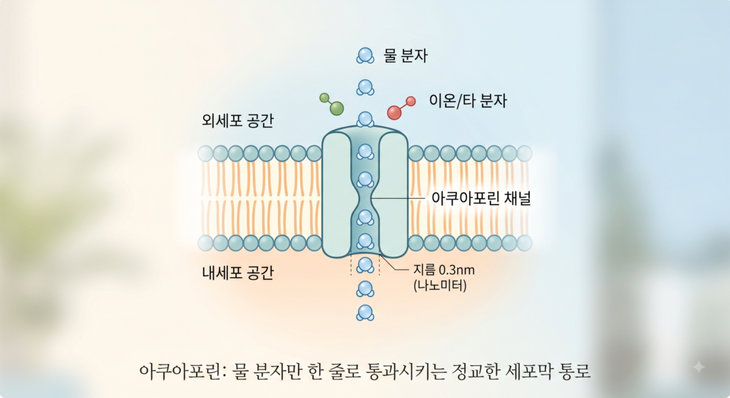 아쿠아포린 세포막 수분 통로 구조