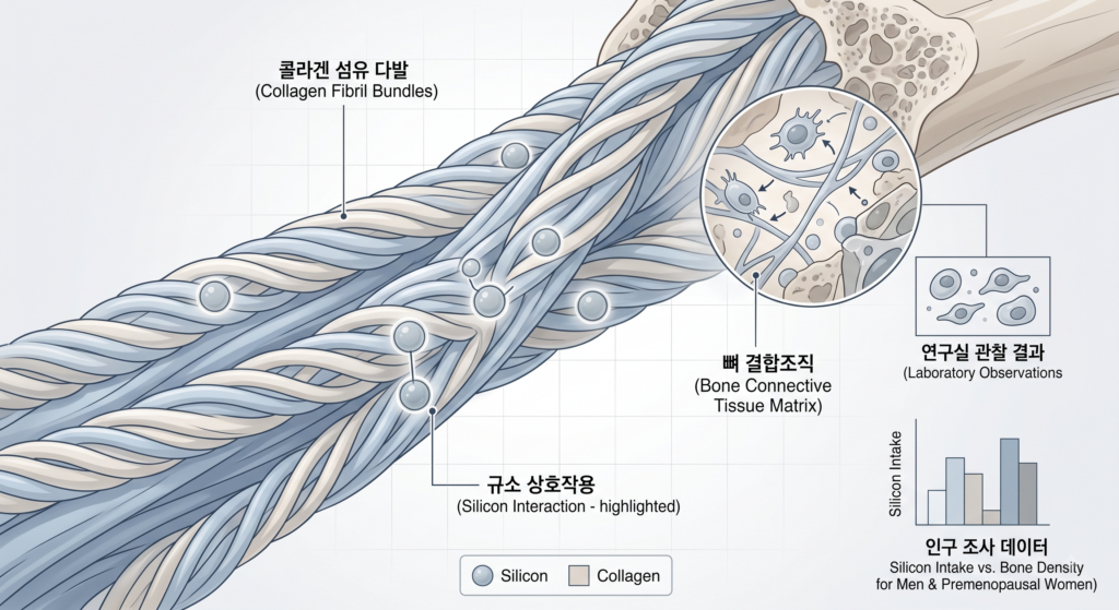 규소와 콜라겐 결합조직의 관계를 보여주는 연구 자료 이미지